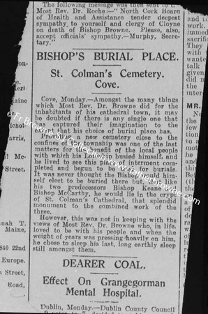 NEWSPAPER CLIPPING ABOUT BISHOP BROWNES FUNERAL